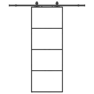 vidaXL Liukuovi asennustarvikkeilla musta 76x205 cm ESG lasi