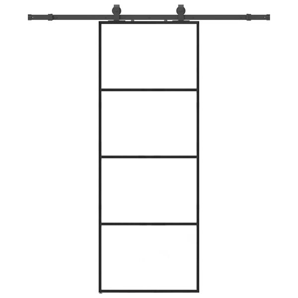 vidaXL Liukuovi asennustarvikkeilla musta 76x205 cm ESG lasi