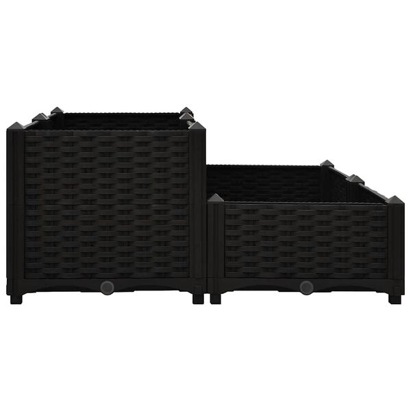 vidaXL Korotettu kukkalaatikko 80x80x38 cm polypropeeni