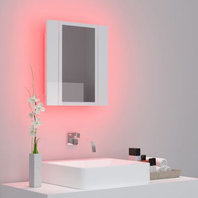 vidaXL Kylpyhuoneen LED peilikaappi korkeak. valk. 40x12x45 cm akryyli