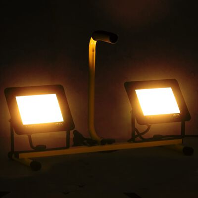 vidaXL LED-valonheitin kahvalla 2x50 W lämmin valkoinen