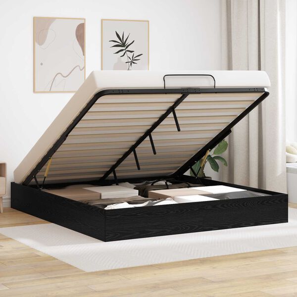 vidaXL Ottoman S&auml;ngyn Runko Musta Tammi 203 x 160 x 25 cm