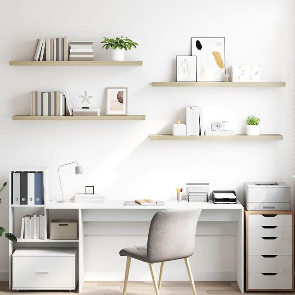 vidaXL Kelluvat sein&auml;hyllyt 4 kpl tammi 120x23,5x3,8 cm MDF