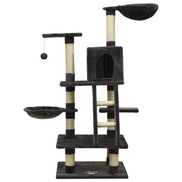 vidaXL Kissan kiipeilypuu sisal- raapimispylväillä tummanharmaa 122 cm