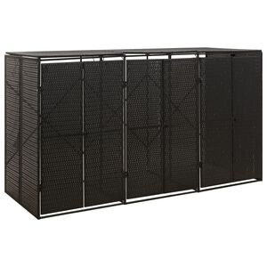 vidaXL Kolmen roska-astian vaja musta 207x80x117 cm polyrottinki