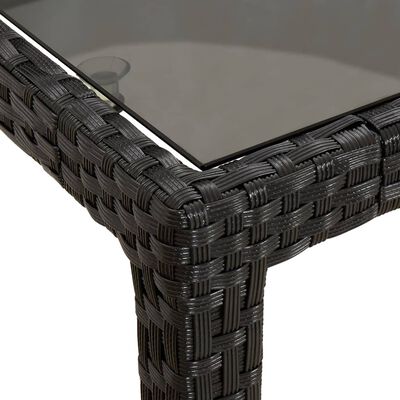 vidaXL Puutarhapöytä 250x100x75cm karkaistu lasi ja polyrottinki musta
