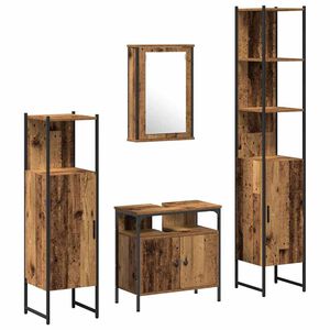 vidaXL Kylpyhuonekalustesetti hyllyll&auml; 4 pcs Vanha puu Tekninen puu