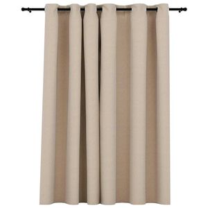 vidaXL Pellavamainen pimennysverho purjerenkailla beige 290x245 cm