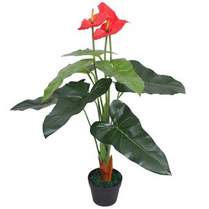 vidaXL Tekokukka ruukulla flamingokukka 90 cm punainen ja keltainen