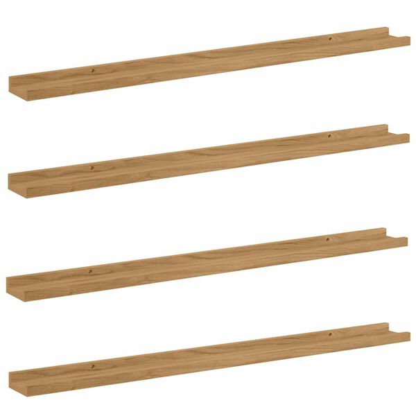 vidaXL Sein&auml;hylly hyllyll&auml; 4 pcs Ruskea 100 x 9 x 3 cm Tekninen puu