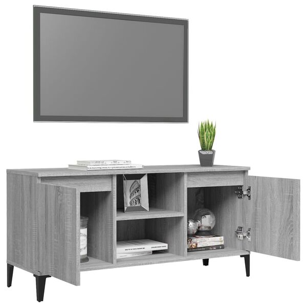 vidaXL TV-taso metallijaloilla harmaa Sonoma 103,5x35x50 cm
