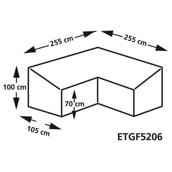 Eurotrail Ulkosohvan suoja L-muotoinen 255x255x100/70 cm harmaa