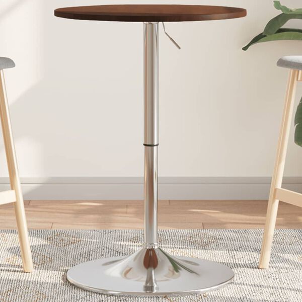 vidaXL Baaripöytä tummanruskea Ø50x89,5 cm täysi tammi