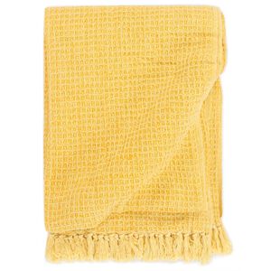 vidaXL Viltti puuvilla 160x210 cm sinapinkeltainen