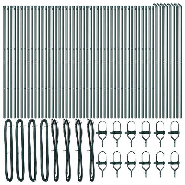 vidaXL Aitalatu Muut 52 pcs Vihreä 3,2 x 3,2 x 200 cm Teräs