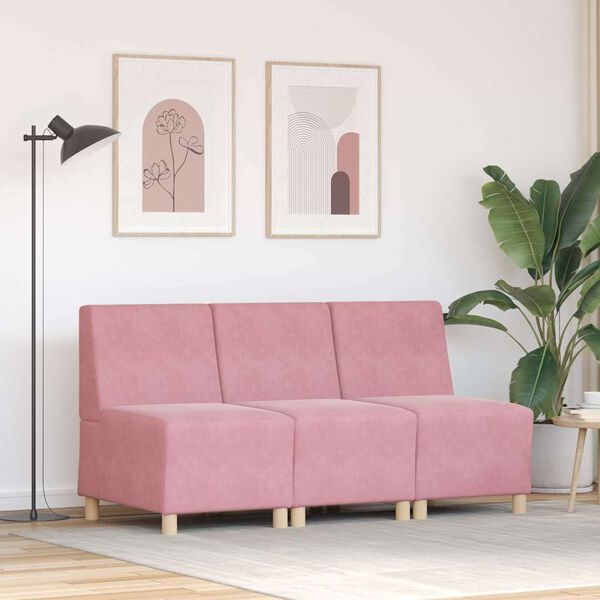 vidaXL Modulaarinen k&auml;sinojatonta sohva-yksikk&ouml; 3 pcs Pinkki
