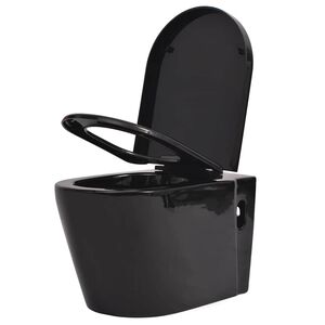 vidaXL Sein&auml;kiinnitett&auml;v&auml; WC Keraaminen Musta