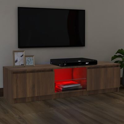 vidaXL TV-taso LED-valoilla ruskea tammi 120x30x35,5 cm