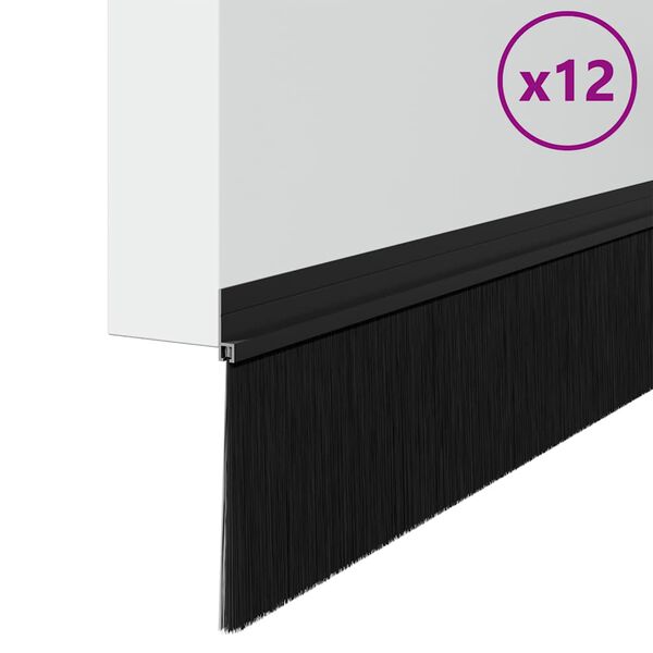 vidaXL Itsekiinnittyv&auml;t oven harjatiivisteet 12 pcs Musta 100 cm