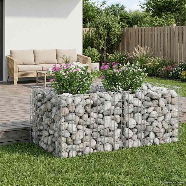 vidaXL Gabion Kohotettu Peti Hopea 100 x 100 x 60 cm Galvanoitu ter&auml;s