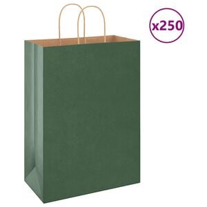 vidaXL Paperikassit 250 kpl kahvoilla vihre&auml; 32x17x44 cm