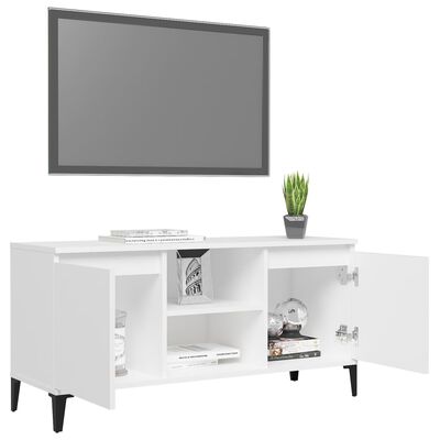 vidaXL TV-taso metallijaloilla valkoinen 103,5x35x50 cm