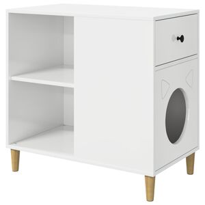 vidaXL Kissatalo Kiilt&auml;v&auml; Valkoinen 72 x 42.5 x 70 cm Tekninen puu