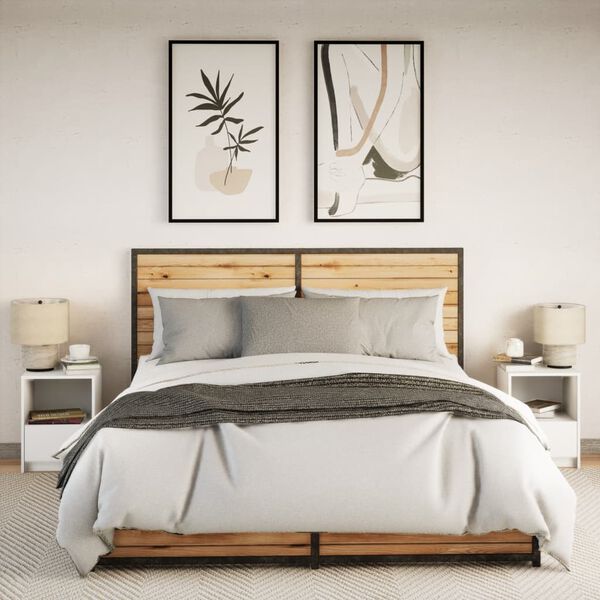 vidaXL Y&ouml;p&ouml;yt&auml; LED-valoilla 2 kpl valkoinen tekninen puu