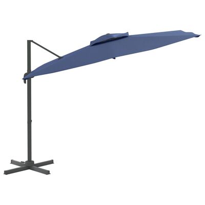 vidaXL Riippuva kaksois-aurinkovarjo taivaansininen 400x300 cm