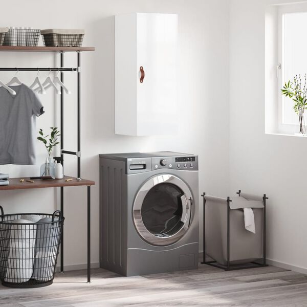 vidaXL Seinäkiinnitettävä kaappi korkeakiilto valkoinen 34,5x34x90 cm