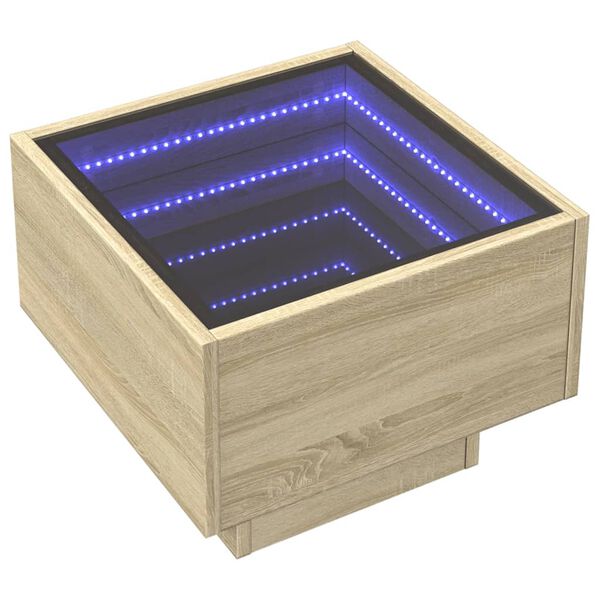 vidaXL sohvapöytä Infinity LED-valoilla Sonoma-tammi 40x40x30 cm
