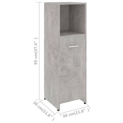 vidaXL 3-osainen kylpyhuonekalustesarja betoniharmaa lastulevy