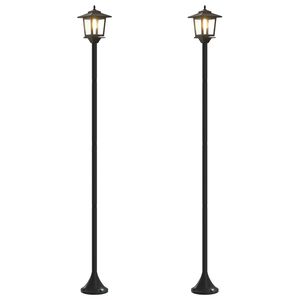 vidaXL Lyhtypylv&auml;s-setti with LED Bulb 2 kpl Musta 16 x 16 x 156 cm