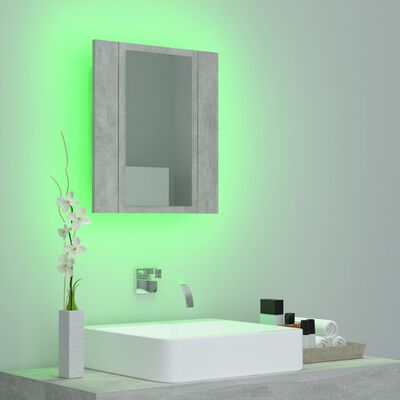 vidaXL Kylpyhuoneen LED peilikaappi betoninharmaa 40x12x45 cm akryyli