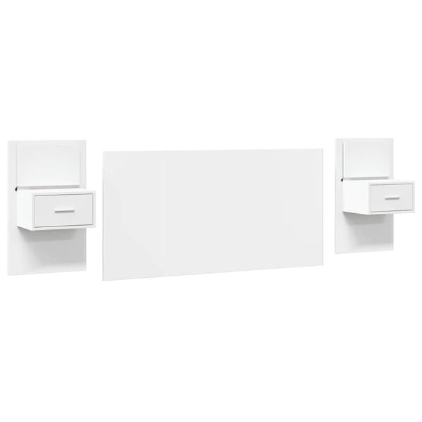 vidaXL Sängynpääty yöpöydillä valkoinen 160 cm tekninen puu