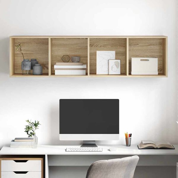 vidaXL Sein&auml;kiinnitett&auml;v&auml; TV-taso Sonoma 37x37x142,5 cm tekninen puu