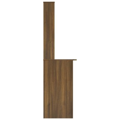 vidaXL Työpöytä hyllyillä ruskea tammi 110x45x157 cm tekninen puu