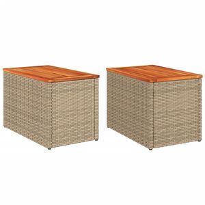 vidaXL Puutarhan sivup&ouml;yd&auml;t 2 kpl beige 55x34x37 cm polyrottinki puu
