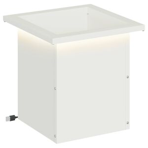 vidaXL Puutarhan istutuslaatikko LED-valolla valkoinen 30 x 30 x 30 cm