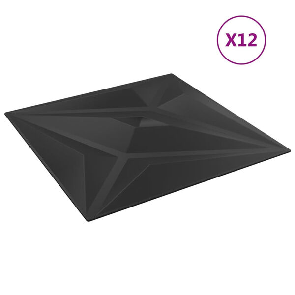 vidaXL Seinäpaneelit 12 kpl musta 50x50 cm XPS 3 m² tähti