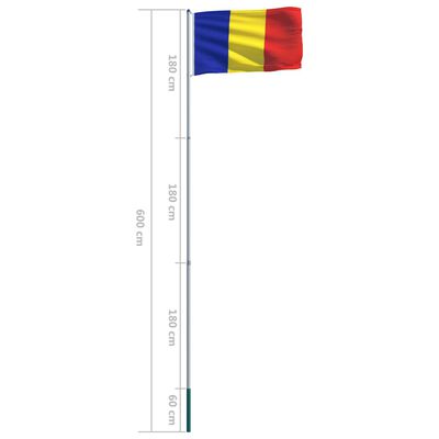 vidaXL Romanian lippu ja tanko alumiini 6 m