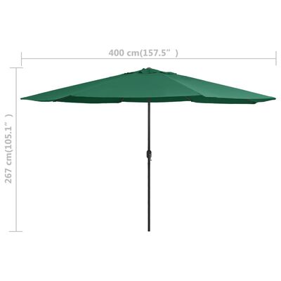 vidaXL Aurinkovarjo metallirunko 400 cm vihreä