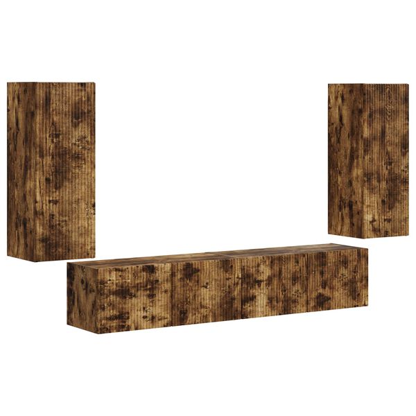 vidaXL TV-sein&auml;kaappi setti 4 pcs Savup&auml;hkin&auml; Tekninen puu