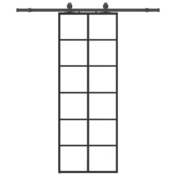 vidaXL Liukuovi asennustarvikkeilla musta 76x205 cm ESG lasi