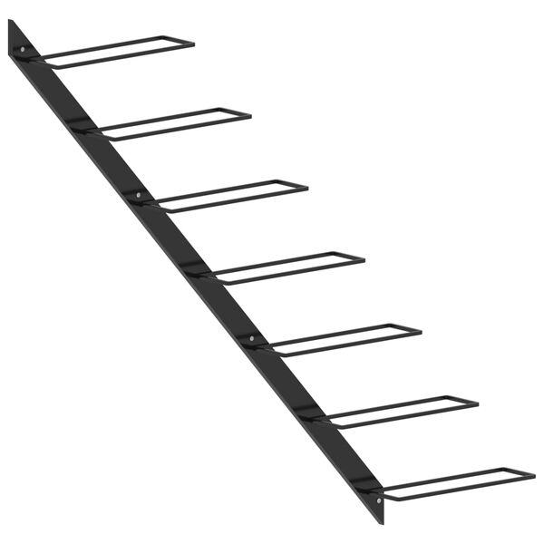 vidaXL Sein&auml;kiinnitteinen viinipulloteline 7 pullolle musta metalli