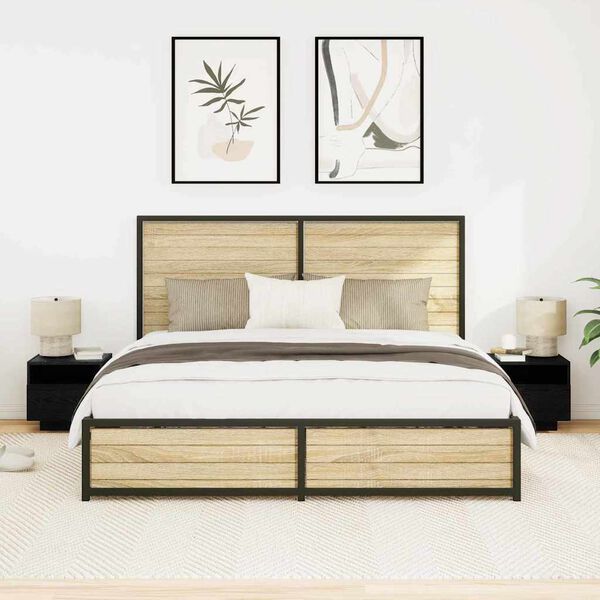 vidaXL Y&ouml;p&ouml;yt&auml;kaappi 2 pcs Musta tammi. 40 x 39 x 37 cm Tekninen puu