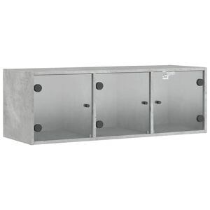 vidaXL Sein&auml;kaappi lasiovilla betoninharmaa 102x37x35 cm