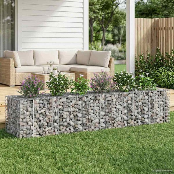vidaXL Gabion Kohotettu Peti 2 pcs Hopea 260 x 60 x 55 cm