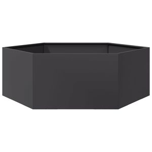 vidaXL Puutarhan kukkalaatikko musta kuusikulma 138x120x45 cm ter&auml;s