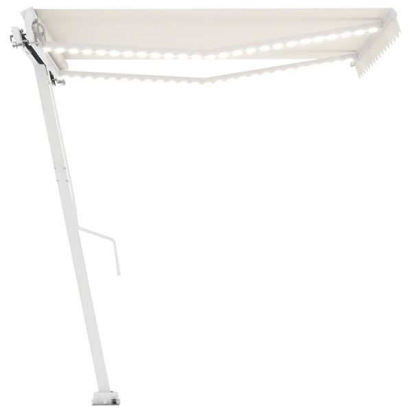 vidaXL K&auml;sin sis&auml;&auml;nkelattava markiisi LEDill&auml; 350x250 cm kerma